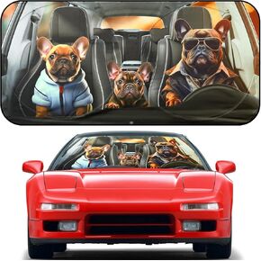 Arana Funny Car Windshield Sun Shown ، Weird Design Hetegeon Brothers Front Window Sunshade مع حماية للأشعة فوق البنفسجية ، شمس قابلة للطي شمس ملائمة سيدان/سيارات الدفع الرباعي/الشاحنة/الشاحنة (65 "x32")