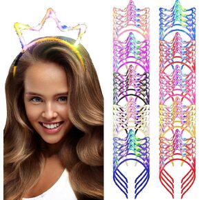WILLBOND 40 Pcs Light up Crown Headband LED Glow Crown Headband Light up Hoop LED Hoop