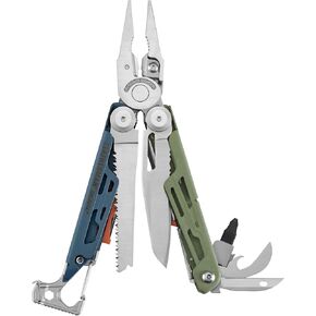 LEATHERMAN، إشارة، أداة متعددة 19 في 1 للاستخدام في الهواء الطلق، والتخييم، والمشي لمسافات طويلة، وصيد الأسماك، والبقاء على قيد الحياة، ومتينة وخفيفة الوزن EDC، مصنوعة في الولايات المتحدة الأمريكية، أكوا/فضي مع غمد من النايلون