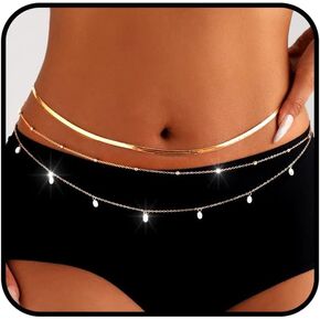 Gold Chain Belt for Women Shell Layered Belly Chain Bikini Seashell Tassel Waist Chains Belt Summer Beach Body Chain Jewelry