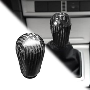 Carbon Fiber Gear Shift Knob Cover Compatible with Ford Focus Mustang Mondeo MK3 S-MAX C-MAX Galaxy Transit Fiesta MK6 5 Speed Manual Shifter Lever Knob Modified Replacement Parts Black