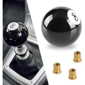 Shifter Knob, 8-Shaped Manual Shifter Handle Retrofit Accessories, Car Shifter Retrofit Replacement Accessories, with 3 Adapters, Universal for Most Manual Transmission Models (Black)