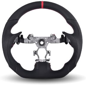 Full Leather Steering Wheel for Infiniti G37 G37X 2007-2013, Full Nappa Perforated Leather D-shaped Flat-bottom Hand-Stitched