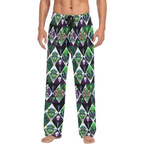 JUDIAN 80s 90s Men's Pajama Bottoms Soft Sleep Pant with Pockets Sleep Pj Lounge Pants for Men
