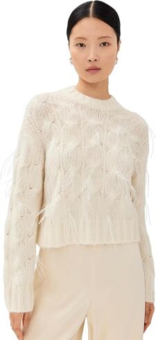 Vince Women's Feather Embellished Cable Pullover in Saudi Arabia