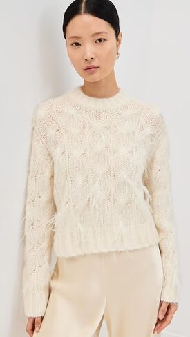 Vince Women's Feather Embellished Cable Pullover in Saudi Arabia