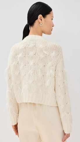 Vince Women's Feather Embellished Cable Pullover in Saudi Arabia