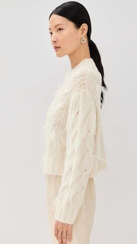 Vince Women's Feather Embellished Cable Pullover in Saudi Arabia