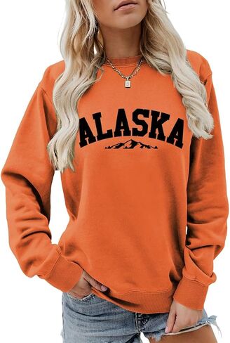 Alaska Sweatshirt Retro Mountain Graphic Shirt Vintage Alaska Sweater Women Casual Crewneck Long Sleeve Pullover Tops in Saudi Arabia