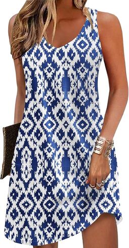 Zeagoo Womens Summer Dress 2025 Loose V Neck Sleeveless Sundresses Swimsuit Coverup with Pockets Floral Tank Dresses in Saudi Arabia