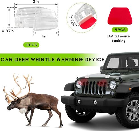 4 PCS Deer Whistles for Car, Deer Whistles Animal Warning Device to Avoid Collisions, Animal Alert Deer Repellent Devices for Cars Trucks Motorcycles, Car Accessories (Transparent) in Kuwait