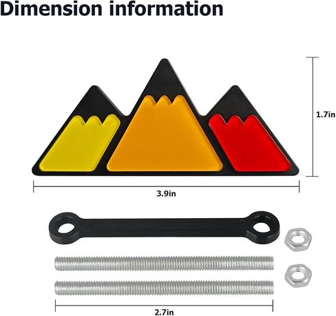 AICEL Tri-Color Grille Emblem for Car, 3 Color Snow Mountain Sticker Decoration, Triangle Badge Decal for Auto Bumper, Automotive Exterior Accessories, Universal Fit for Tacoma/4Runner/Tundra（Orange） in Saudi Arabia