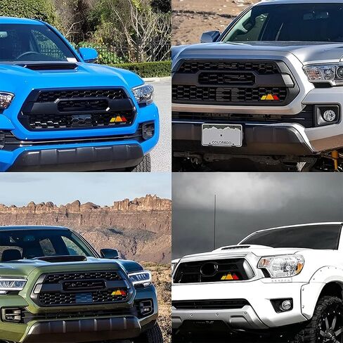 AICEL Tri-Color Grille Emblem for Car, 3 Color Snow Mountain Sticker Decoration, Triangle Badge Decal for Auto Bumper, Automotive Exterior Accessories, Universal Fit for Tacoma/4Runner/Tundra（Orange） in Saudi Arabia