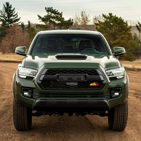 AICEL Tri-Color Grille Emblem for Car, 3 Color Snow Mountain Sticker Decoration, Triangle Badge Decal for Auto Bumper, Automotive Exterior Accessories, Universal Fit for Tacoma/4Runner/Tundra（Orange） in Saudi Arabia