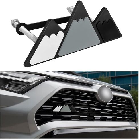 AICEL Tri-Color Grille Emblem for Car, 3 Color Snow Mountain Sticker Decoration, Triangle Badge Decal for Auto Bumper, Automotive Exterior Accessories, Universal Fit for Tacoma/4Runner/Tundra（Orange） in Saudi Arabia