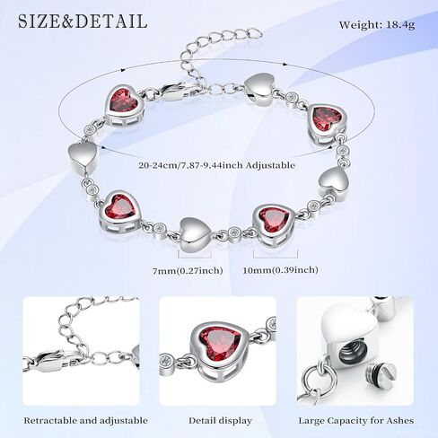 Heart Shape Urn Bracelet for Ashes Birthstone Heart Bracelet Cremation Jewelry Urn Bracelet for Ashes Keepsake in Kuwait