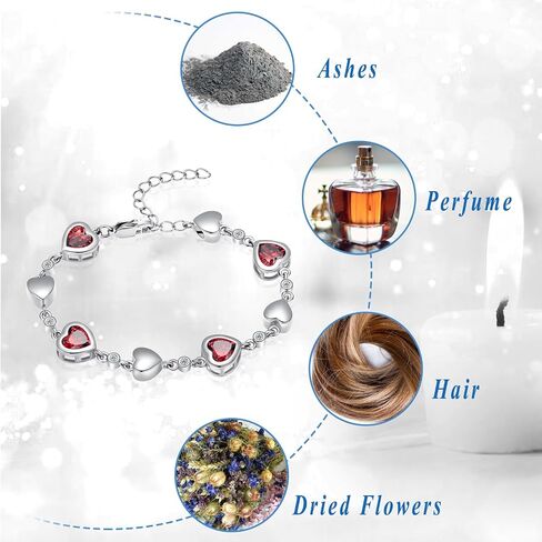 Heart Shape Urn Bracelet for Ashes Birthstone Heart Bracelet Cremation Jewelry Urn Bracelet for Ashes Keepsake in Kuwait