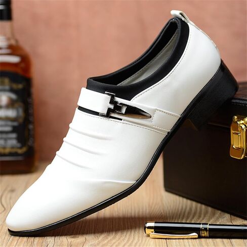Men's Strap Buckle Slip-on Dress Loafers Shoes Formal Tuxedo Leather Shoes for Male Business Work Office in Saudi Arabia