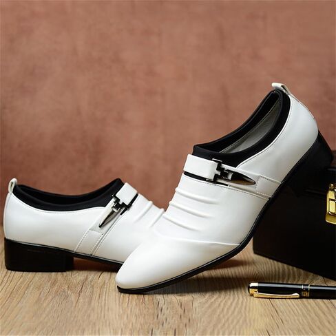 Men's Strap Buckle Slip-on Dress Loafers Shoes Formal Tuxedo Leather Shoes for Male Business Work Office in Saudi Arabia