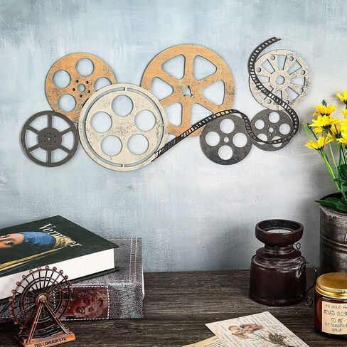 Moxweyeni Metal Movie Reel Wall Art Abstract Artique Movie Decore Decorative Wall Wall Art Film Reel for Home Studio Decor (Colorful) in Kuwait
