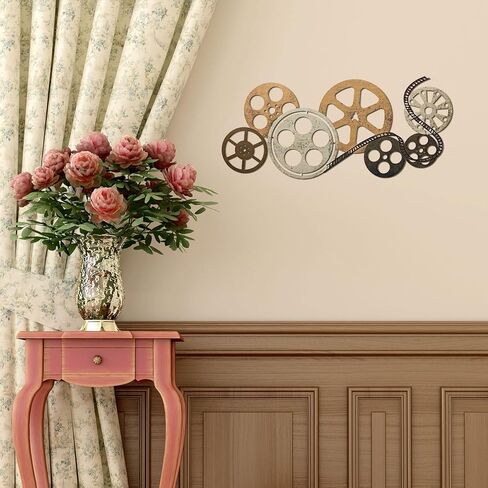 Moxweyeni Metal Movie Reel Wall Art Abstract Artique Movie Decore Decorative Wall Wall Art Film Reel for Home Studio Decor (Colorful) in Kuwait