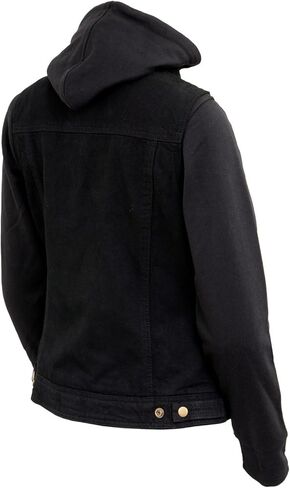 Milwaukee Leather MDL4002 Women's Black Denim 2 in 1 Shirt Style Collar Motorcycle Rider Vest W/Removable Hoodie in Saudi Arabia