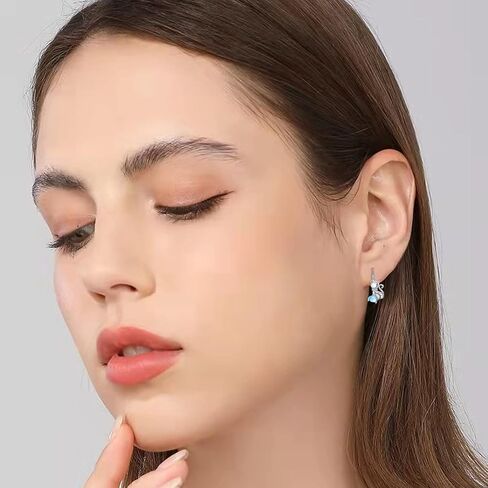 Cat Gifts Earrings Sterling Silver Cute Small Animal Cats Dangle Leverback Jewelry Gifts for women cat Lovers in Kuwait