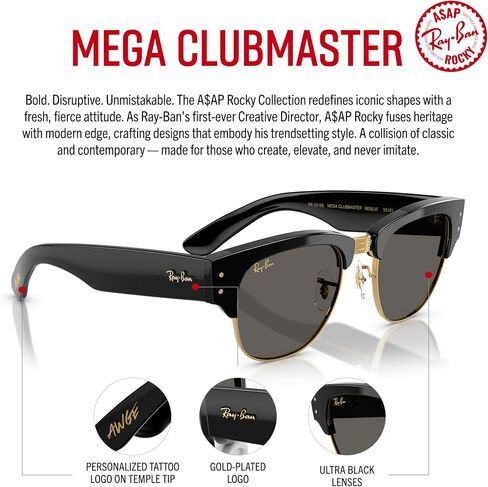 Ray-Ban Rb0316s Mega Clubmaster Blacked Out Collection by A$ap Rocky Square Sunglasses in Saudi Arabia