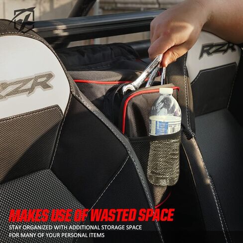 Xprite UTV RZR Center Seat Storage Bag Compatible with 2008-2021 Polaris Razor 570 800 S 900 1000 XP Turbo, w/Water Resistant Zippers Offroad Cab Pack Pocket - Red in Saudi Arabia