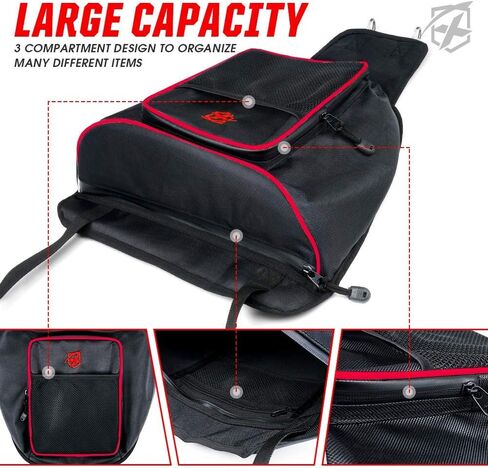 Xprite UTV RZR Center Seat Storage Bag Compatible with 2008-2021 Polaris Razor 570 800 S 900 1000 XP Turbo, w/Water Resistant Zippers Offroad Cab Pack Pocket - Red in Saudi Arabia