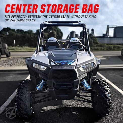 Xprite UTV RZR Center Seat Storage Bag Compatible with 2008-2021 Polaris Razor 570 800 S 900 1000 XP Turbo, w/Water Resistant Zippers Offroad Cab Pack Pocket - Red in Saudi Arabia