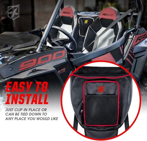 Xprite UTV RZR Center Seat Storage Bag Compatible with 2008-2021 Polaris Razor 570 800 S 900 1000 XP Turbo, w/Water Resistant Zippers Offroad Cab Pack Pocket - Red in Saudi Arabia