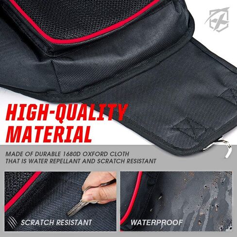 Xprite UTV RZR Center Seat Storage Bag Compatible with 2008-2021 Polaris Razor 570 800 S 900 1000 XP Turbo, w/Water Resistant Zippers Offroad Cab Pack Pocket - Red in Saudi Arabia