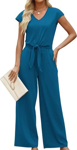 XIEERDUO 2 Piece Sets For Women Summer Outfits 2025 Beach Vacation Clothes Travel Outfits V Neck Crop Tops Wide Leg Pant Sets in Saudi Arabia