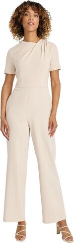 Maggy London Womens Womens Short Sleeve Beamsuit wide -leg - خط العنق غير المتماثل - الخصر المجهز - بذلة مناسبة أنيقة in Saudi Arabia
