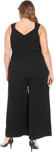 London Times womens Elegant Sleeveless V-neck Jumpsuit With Belted Waist and Pockets - Versatile Wide-leg Jumpsuits for Women in Saudi Arabia