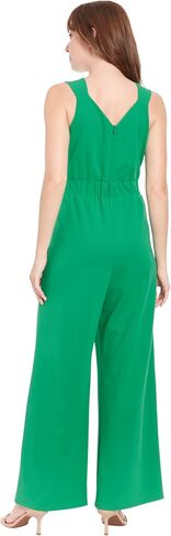 London Times womens Elegant Sleeveless V-neck Jumpsuit With Belted Waist and Pockets - Versatile Wide-leg Jumpsuits for Women in Saudi Arabia