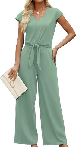 XIEERDUO 2 Piece Sets For Women Summer Outfits 2025 Beach Vacation Clothes Travel Outfits V Neck Crop Tops Wide Leg Pant Sets in Saudi Arabia