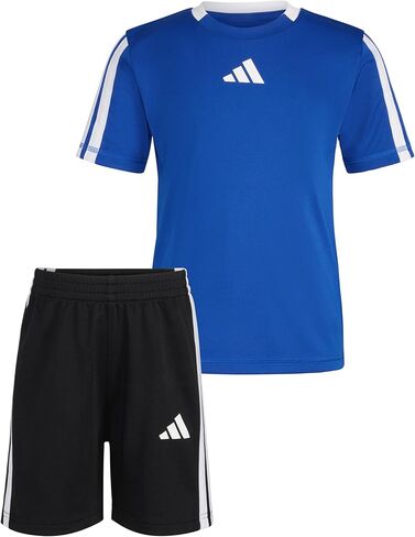 adidas Boys Short Sleeve 3-stripe Soccer Tee Shirt and Short Set in Saudi Arabia
