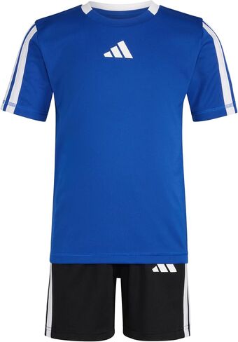 adidas Boys Short Sleeve 3-stripe Soccer Tee Shirt and Short Set in Saudi Arabia