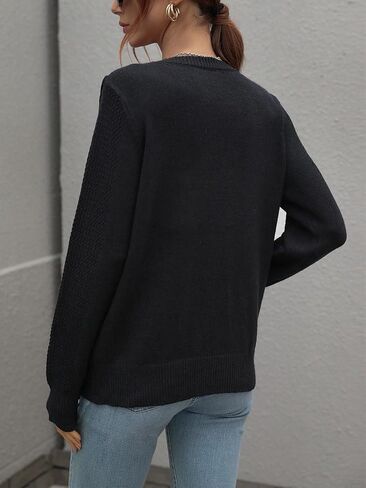 Women's Casual Crewneck Fringe Tassels Crochet Long Sleeve Knitted Fall Sweater Pullover Tops in Saudi Arabia