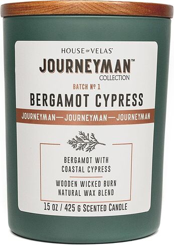 Journeyman Collection Candle, 15oz, Wooden Wick, Bergamot Cypress, Large Painted Jar in Saudi Arabia