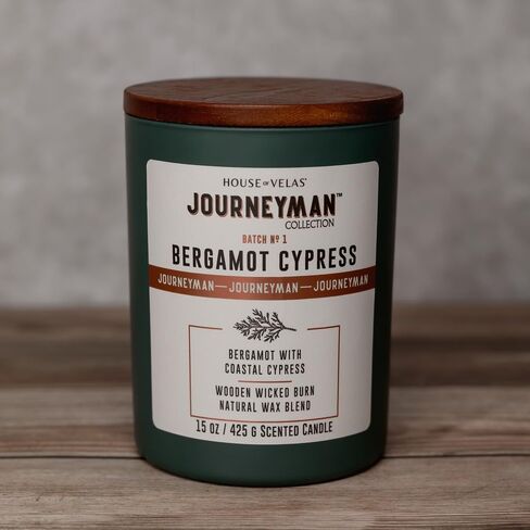 Journeyman Collection Candle, 15oz, Wooden Wick, Bergamot Cypress, Large Painted Jar in Saudi Arabia