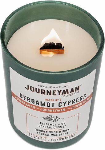 Journeyman Collection Candle, 15oz, Wooden Wick, Bergamot Cypress, Large Painted Jar in Saudi Arabia