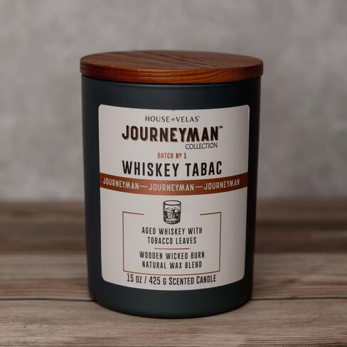 Journeyman Collection Candle, 15oz, Wooden Wick, Bergamot Cypress, Large Painted Jar in Saudi Arabia