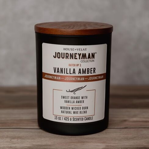Journeyman Collection Candle, 15oz, Wooden Wick, Bergamot Cypress, Large Painted Jar in Saudi Arabia
