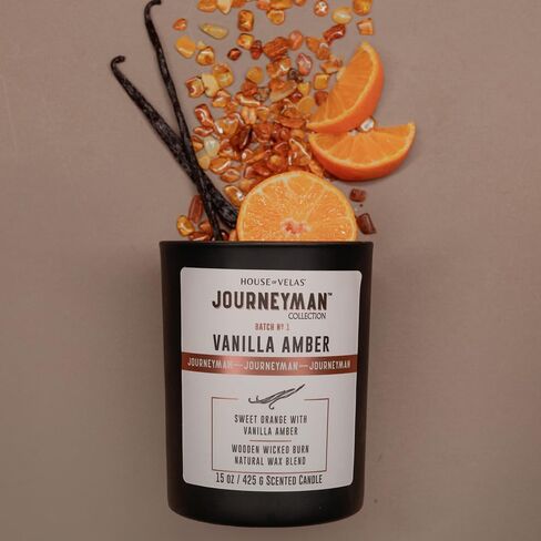 Journeyman Collection Candle, 15oz, Wooden Wick, Bergamot Cypress, Large Painted Jar in Saudi Arabia