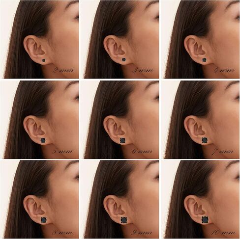 Cubic Zirconia Princess-Cut Solitaire Stud Earrings for Women and Men, Butterfly Push-Back in Saudi Arabia