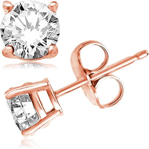 Cubic Zirconia Princess-Cut Solitaire Stud Earrings for Women and Men, Butterfly Push-Back in Saudi Arabia