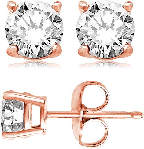 Cubic Zirconia Princess-Cut Solitaire Stud Earrings for Women and Men, Butterfly Push-Back in Saudi Arabia